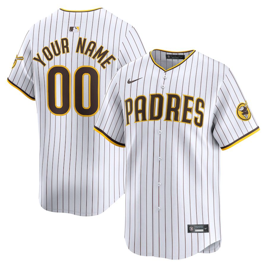 Men San Diego Padres Nike White Home Limited Custom MLB Jersey